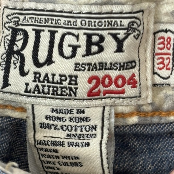 Polo Ralph Lauren Men's 38x32 Distressed Patchwork Jeans Denim Blue Patched Y2K - Picture 7 of 15